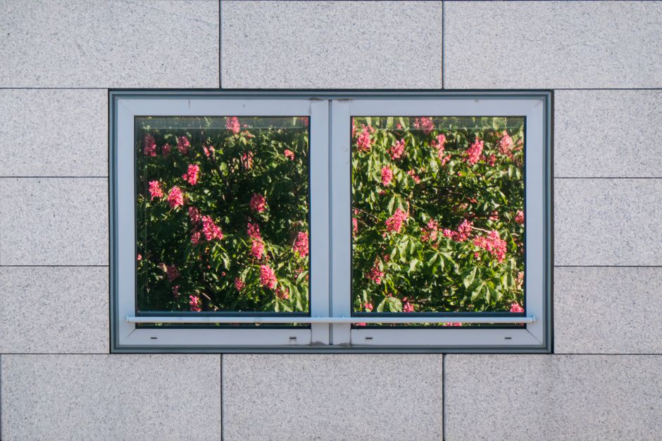 Close up of advanced double pane energy efficient window glass
